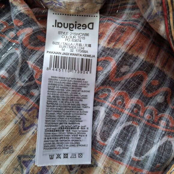 Desigual Cotton Multiprint Button Down Blouse NWT - Picture 12 of 15